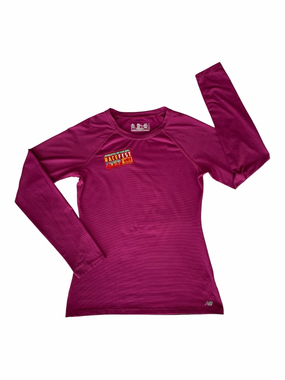 New Balance NB Athletic Shirt Womens Size S Pink Gray Racefest 2012 Long Sleeve